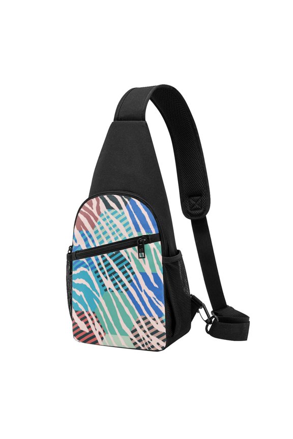 Crossbody Bag Chest Pack, Abstract Zebra Multicolor Texture Pattern Sling Bags Adults Shoulder Backpacks