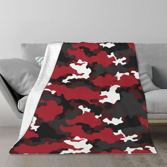 TEQUAN Double Layer Plush Bed Blanket, Abstract Modern Camo Pattern Cozy Soft Air Conditioner Throw Blankets, 50" x 40"