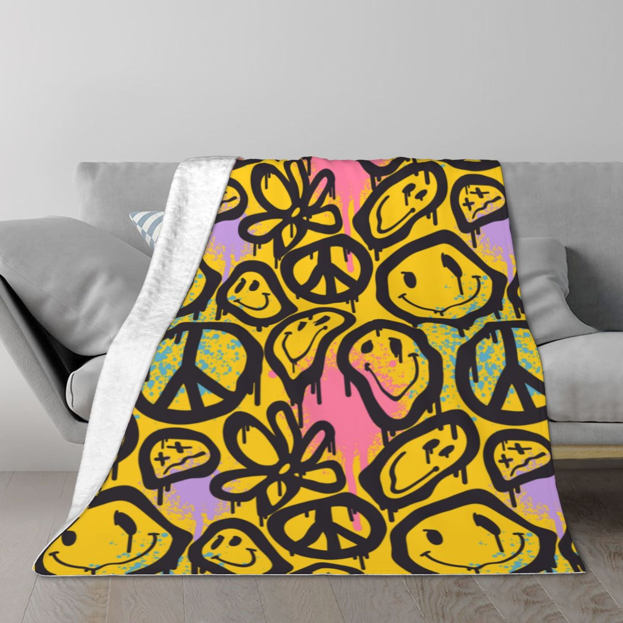 Psychedelic Pattern Print Hooded Blanket