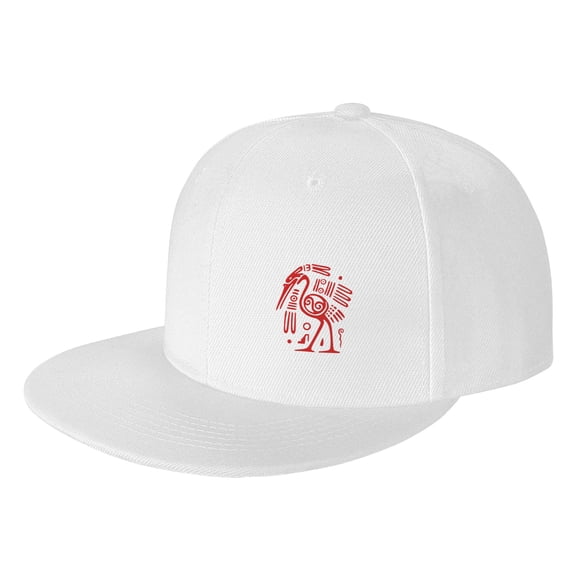 TEQUAN Flat Brim Hat Snapback Hats, Ancient Ibis Bird Pattern Adjustable Men Baseball Cap (White)
