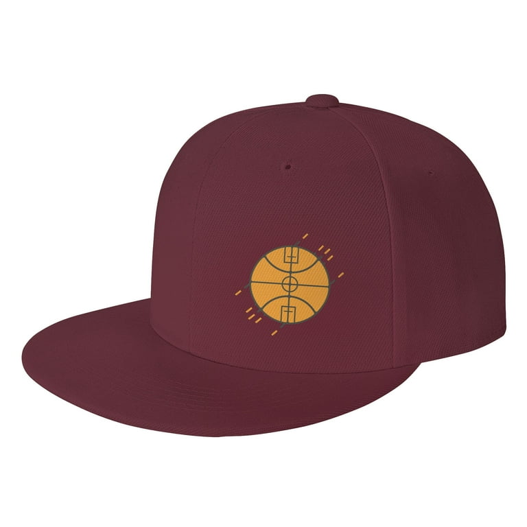 TEQUAN Flat Brim Hat Snapback Hats, Basketball Gamer Pattern Adjustable Men  Baseball Cap (Red)