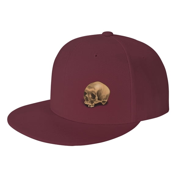 TEQUAN Flat Brim Hat Snapback Hats, Mysterious Gothic Skull Shadow Pattern Adjustable Men Baseball Cap (Red)