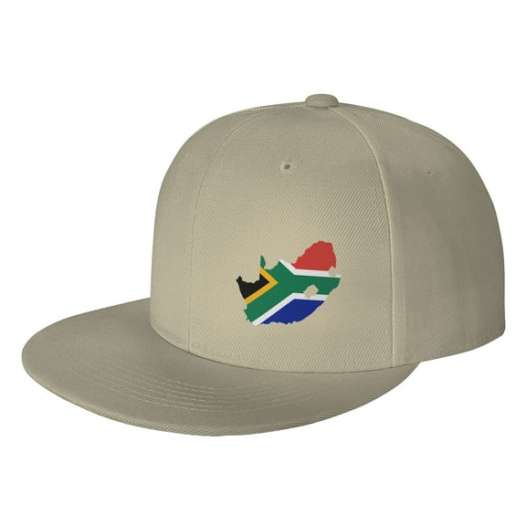 TEQUAN Flat Brim Hat Snapback Hats, South Africa Map Flag Pattern Adjustable Men Baseball Cap (Yellow)