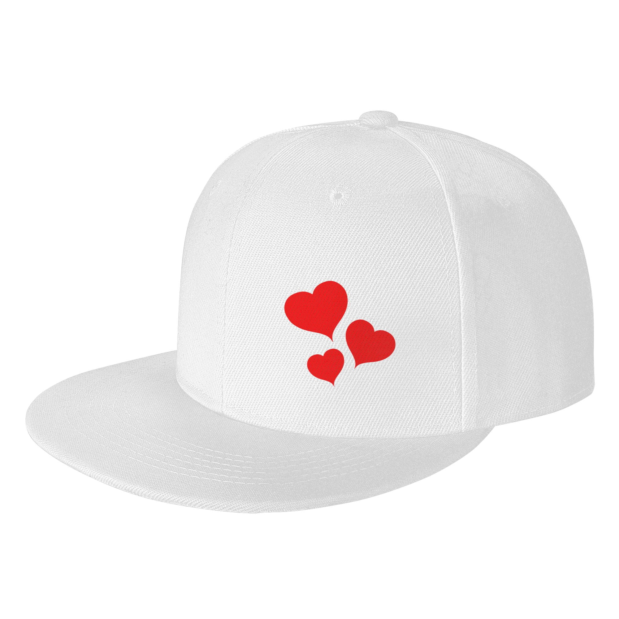 TEQUAN Flat Brim Hat Snapback Hats, Valentine Romance Red Hearts
