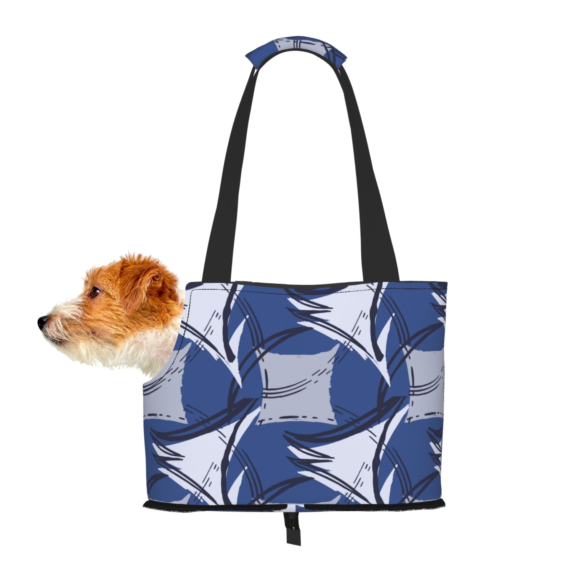 TEQUAN Foldable Dog Purse Carrier, Collapsible Abstract Blue Graffiti