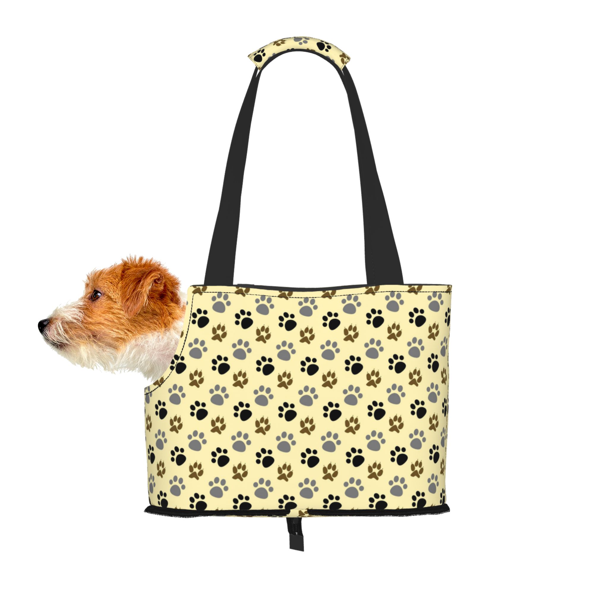 TEQUAN Foldable Dog Purse Carrier, Collapsible Animal Paw Prints