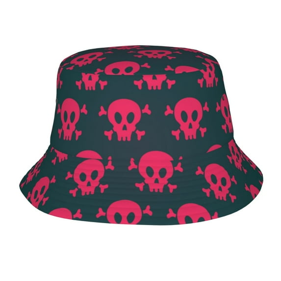 TEQUAN Foldable Polyester Adult Bucket Hat Halloween Death Skull Prints Sun Beach Fishing Outdoor Cap Unisex