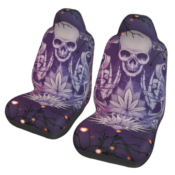 TEQUAN Front Seat Covers, Gothic Dead Skull Skeleton Pattern 2 Piece Car Seat Cover Fit Most Car SUV Truck Van