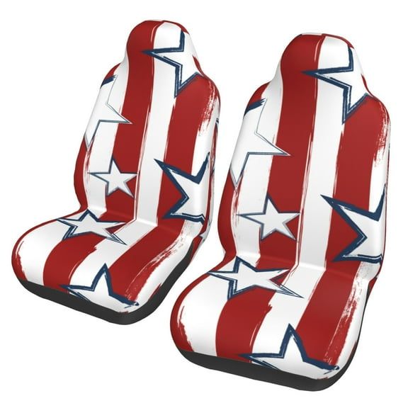 TEQUAN Front Seat Covers, Graffiti America Stars Stripes Pattern 2 Piece Car Seat Cover Fit Most Car SUV Truck Van