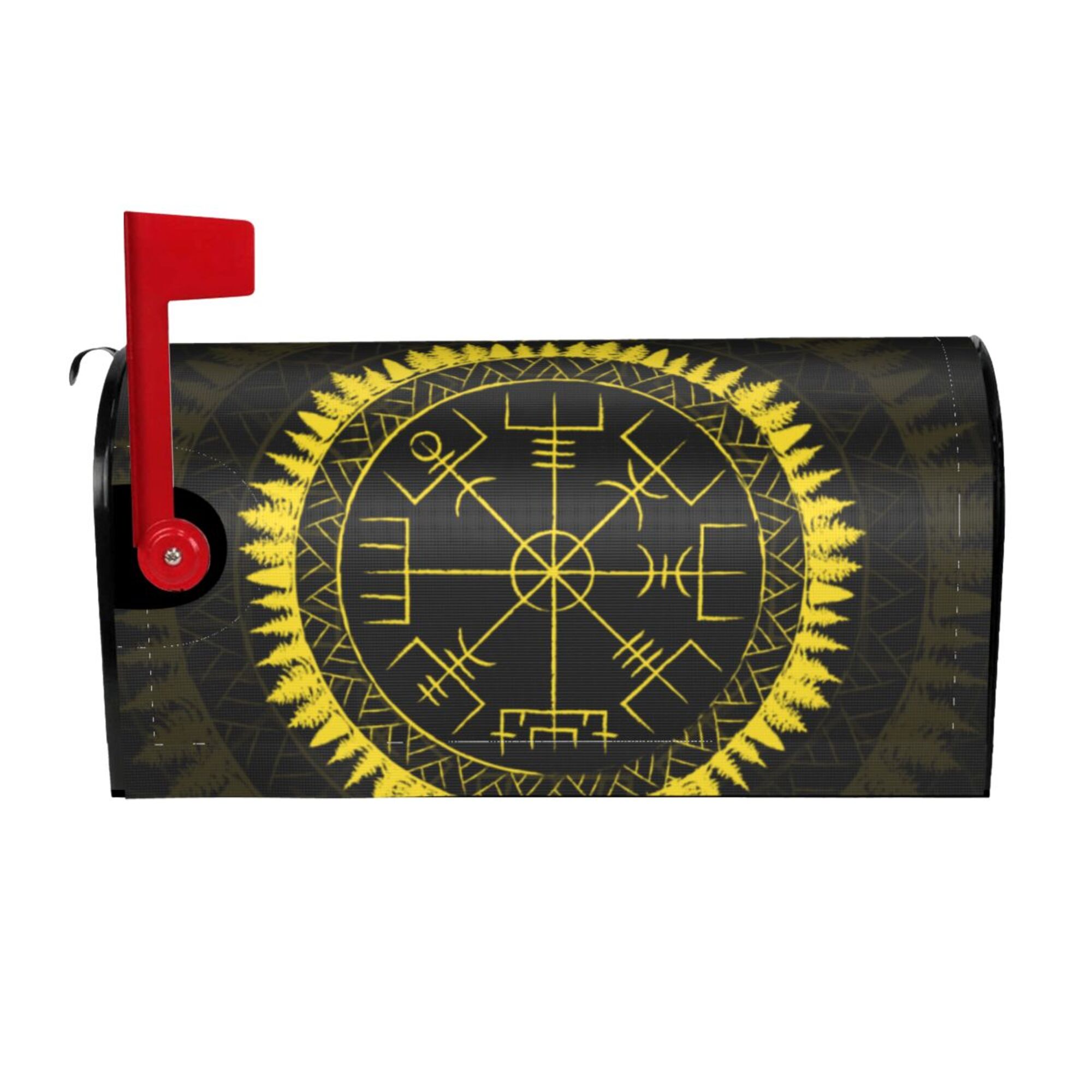 Gothic Mailboxes TEQUAN Gothic Mystical Viking Symbol Yellow Magnetic Mailbox Cover ...