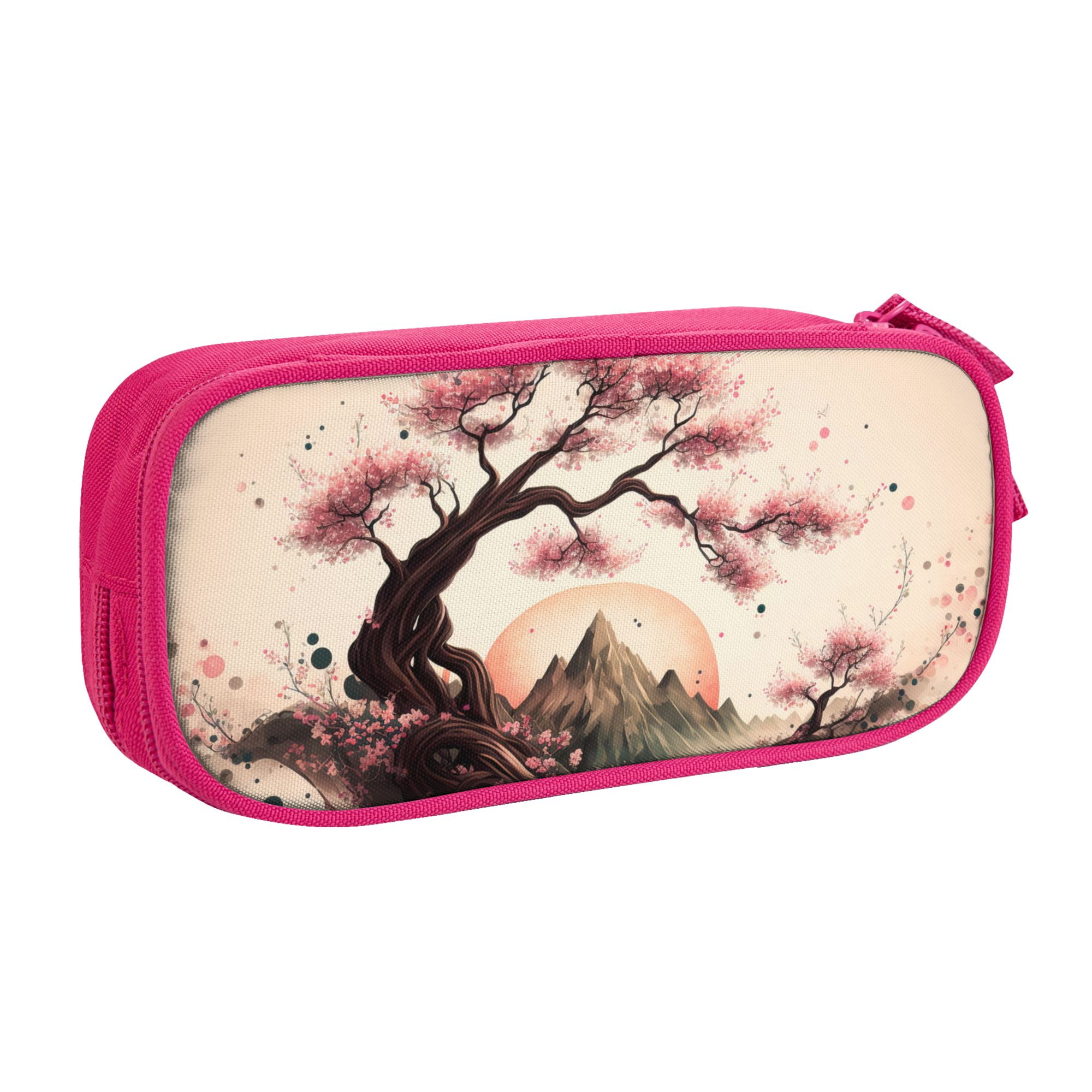 Pink Sunset Large Pencil Case with 5 Pack of Pens