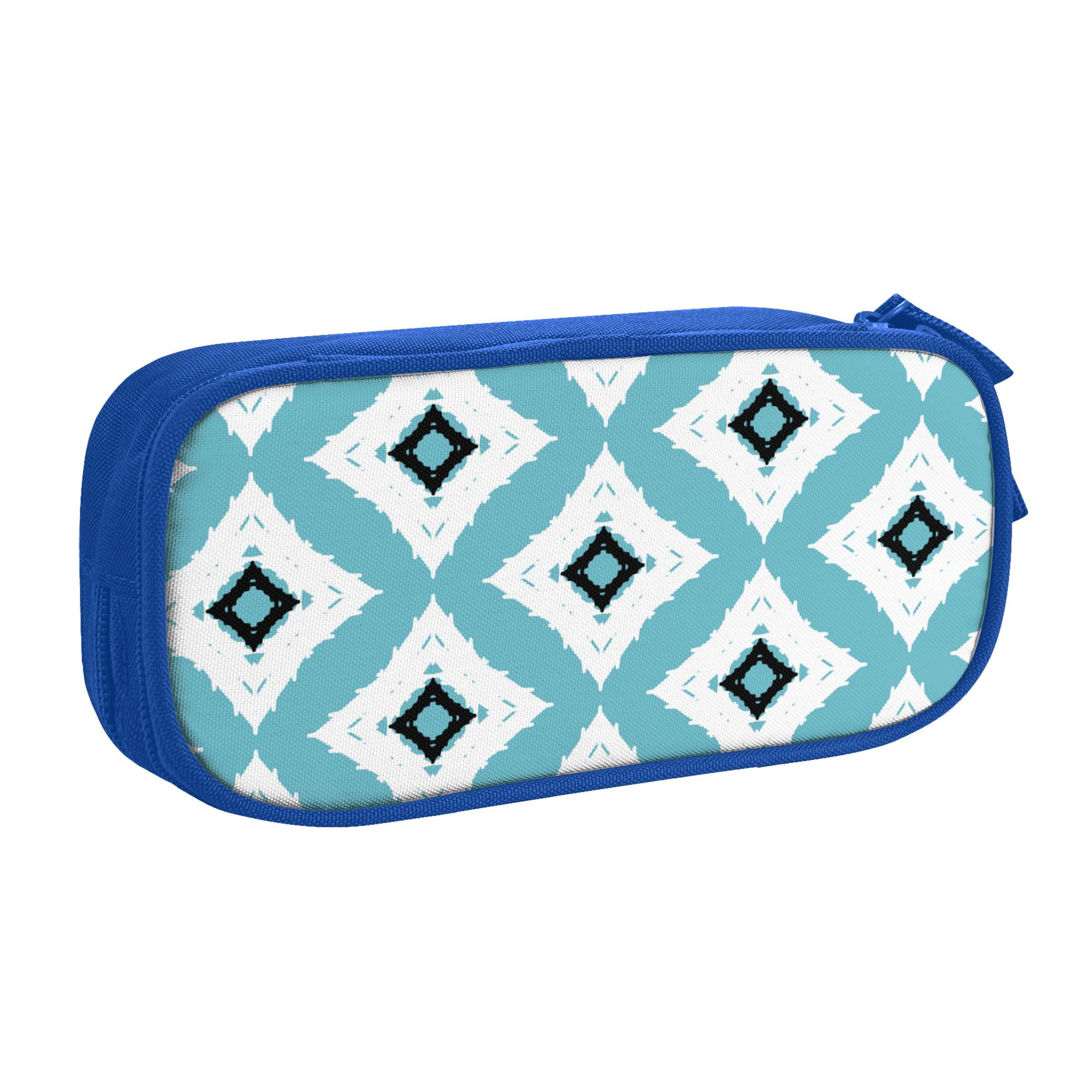 TEQUAN Large Capacity Pencil Case, Blue Traditional Ornaments Pattern