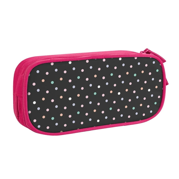 TEQUAN Large Capacity Pencil Case, Colorful Polka Dots Pattern Pencil Pouch 2 Compartments Pencil Bag (Pink)