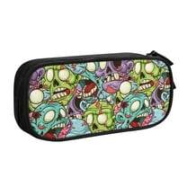TEQUAN Large Capacity Pencil Case, Colorful Yelling Zombie Pattern Pencil Pouch 2 Compartments Pencil Bag (Black)