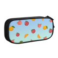 thumbnail image 1 of TEQUAN Large Capacity Pencil Case, Fruits Green Background Pattern Pencil Pouch 2 Compartments Pencil Bag (Black), 1 of 7