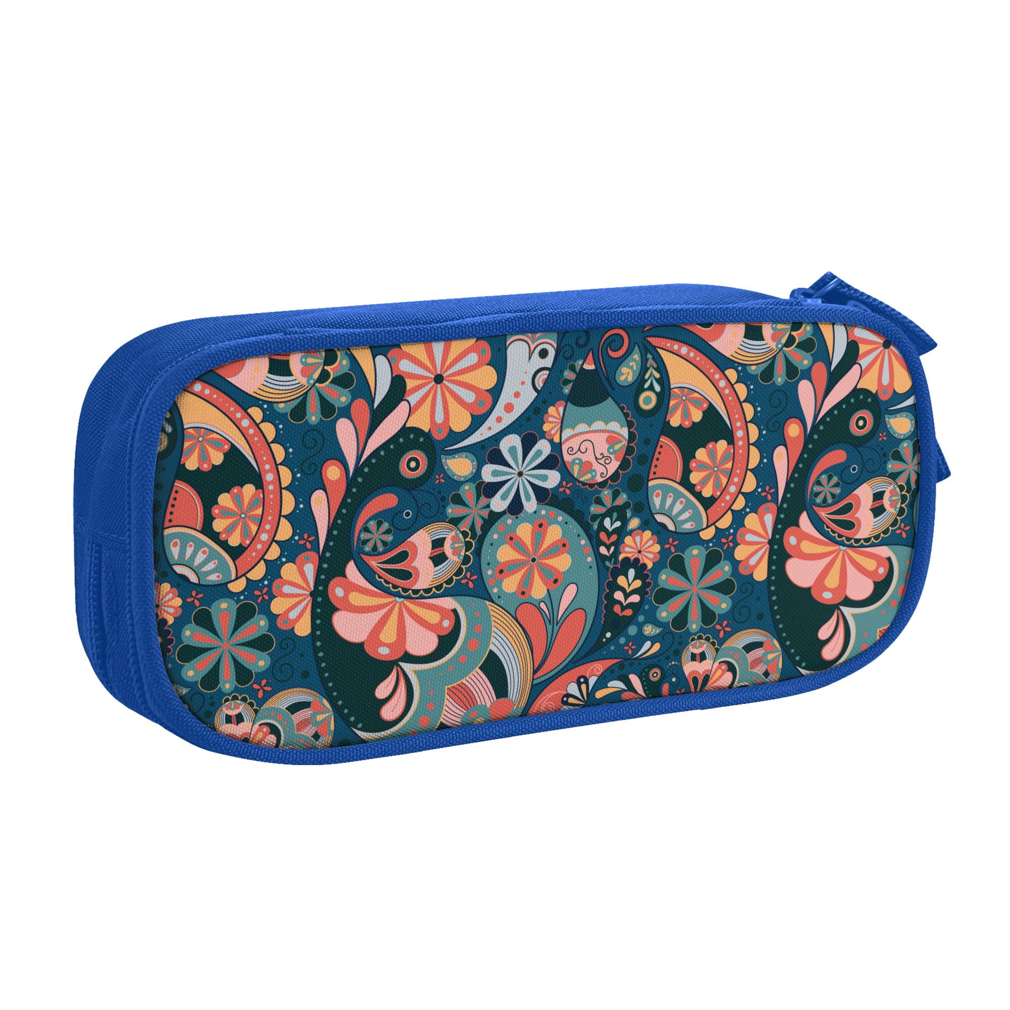 TEQUAN Large Capacity Pencil Case, Paisley Flower Zentangle Pattern