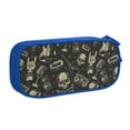 thumbnail image 1 of TEQUAN Large Capacity Pencil Case, Skull Rock and Roll Music Pattern Pencil Pouch 2 Compartments Pencil Bag (Blue), 1 of 7