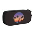 thumbnail image 1 of TEQUAN Large Capacity Pencil Case, Sunset Beach Coconut Trees Pattern Pencil Pouch 2 Compartments Pencil Bag (Black), 1 of 7