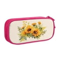 thumbnail image 1 of TEQUAN Large Capacity Pencil Case, Vintage Watercolor Sunflowers Pattern Pencil Pouch 2 Compartments Pencil Bag (Pink), 1 of 7