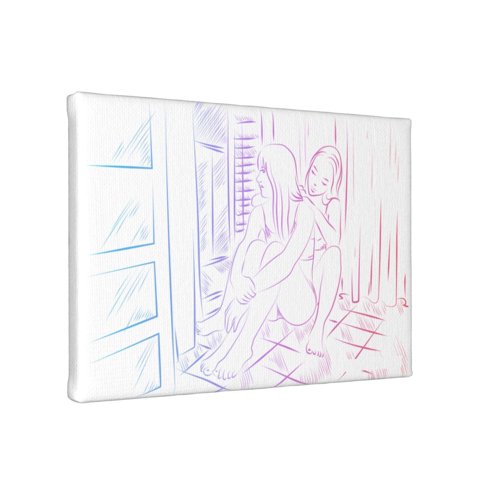 TEQUAN Lesbian LGBT Romantic Love Wall Art Canvas Prints, Modern Artwork Frameless Painting, 8" x 12"