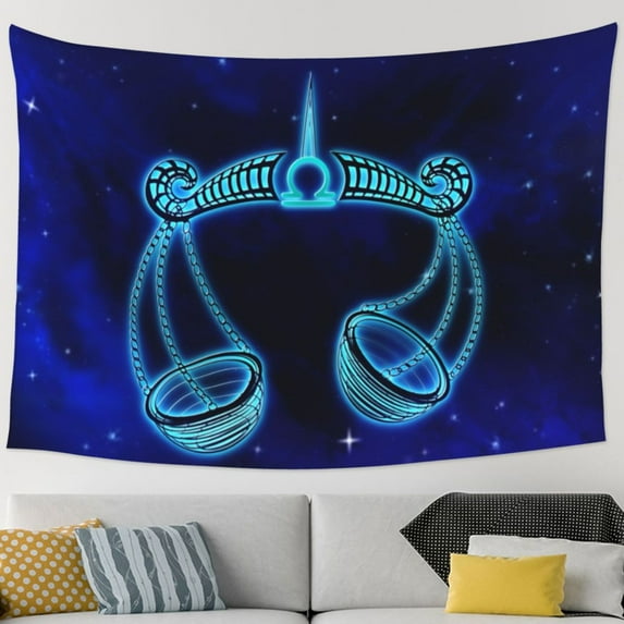 TEQUAN Libra Zodiac signs Horoscope Pattern Large Tapestry, Aesthetic Tapestries Wall Hanging for Bedroom Living Room College Dorm Decor, 90 x 60 inches