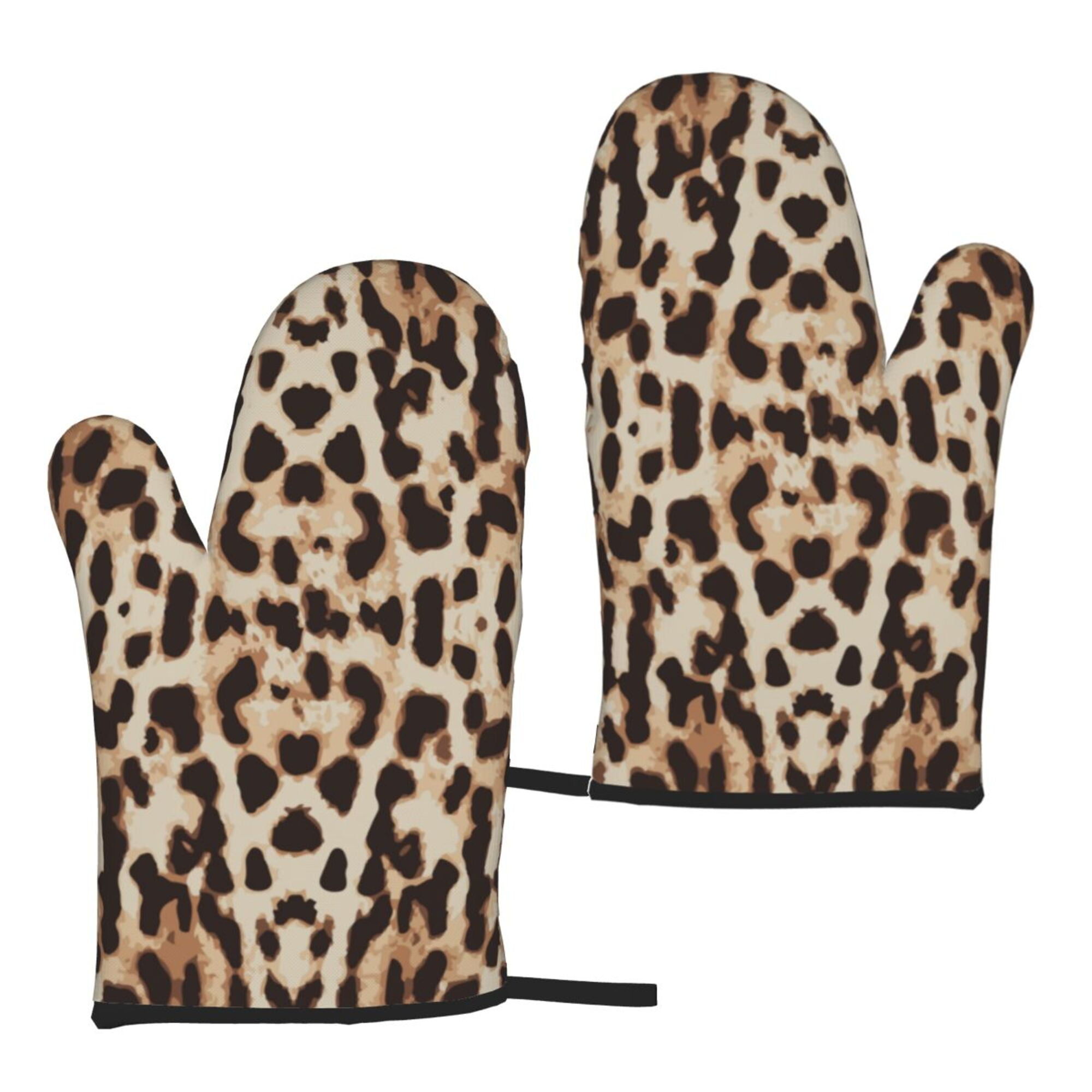 TEQUAN Oven Mitts, Leopard Heat Resistant Microwave Oven Gloves, Set of 2