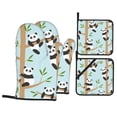 thumbnail image 1 of TEQUAN Oven Mitts and Pot Holders Set of 4, Cute Panda Cartoon Bear Pattern Heat Resistant Kitchen Glove for Baking Cooking Grilling, 1 of 7