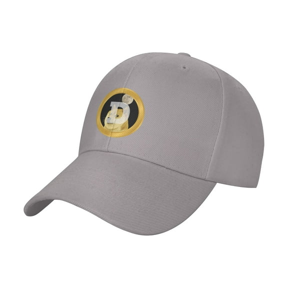 TEQUAN Peaked Cap Cryptocurrency Doge Coin Adult Unisex Adjustable Curved Brim Baseball Cap Hat, Gray
