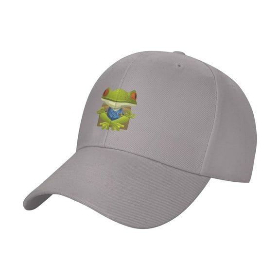 TEQUAN Peaked Cap Green Frog Toad Animal Adult Unisex Adjustable Curved Brim Baseball Cap Hat, Gray
