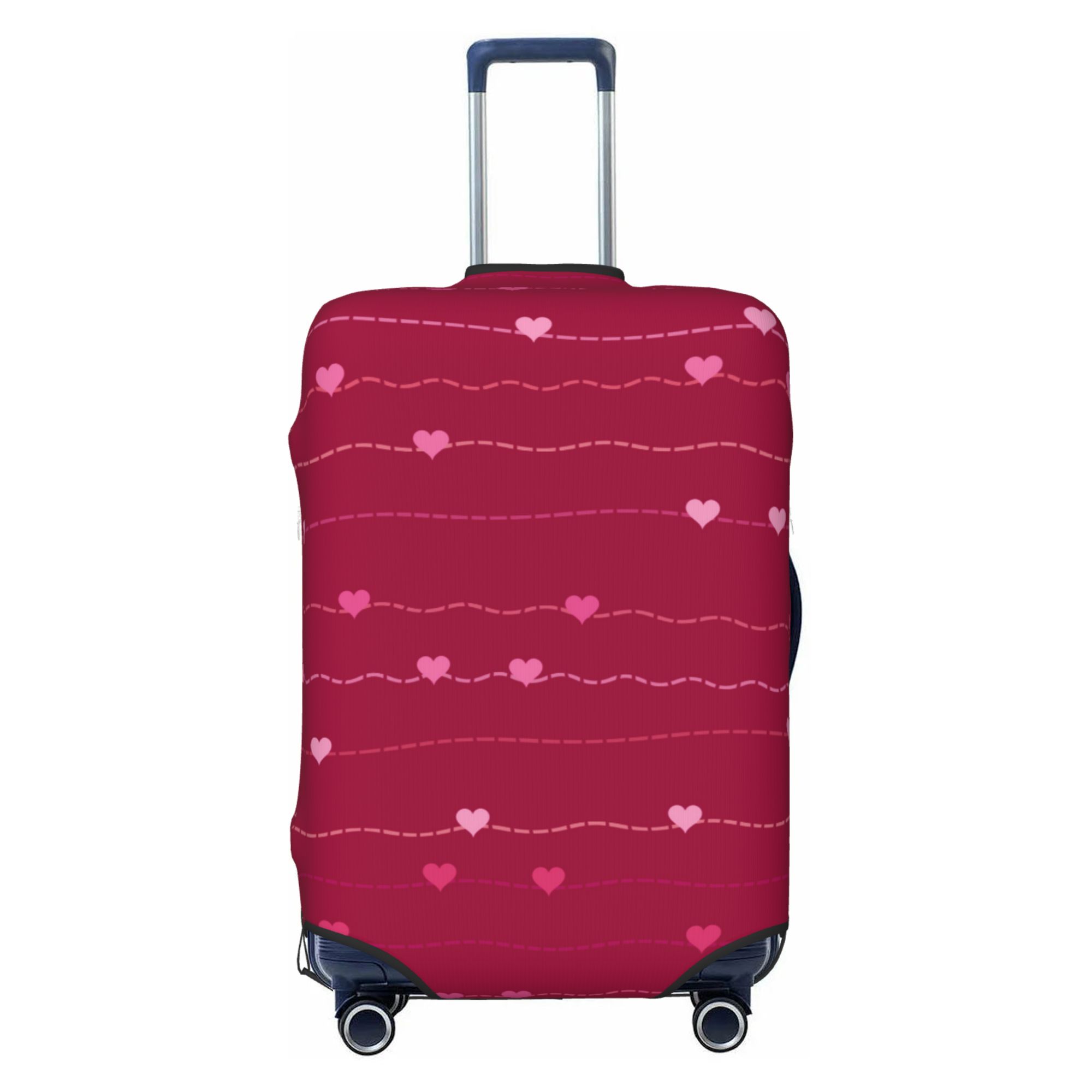 TEQUAN Polyester Elastic Luggage Cover, Pink Romantic Hearts Pattern