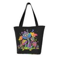 thumbnail image 1 of TEQUAN Reusable Shoulder Tote Bags, Neon Colored Trippy Mushroom Prints Polyester Casual Shopping Grocery Bag for Women, 1 of 8