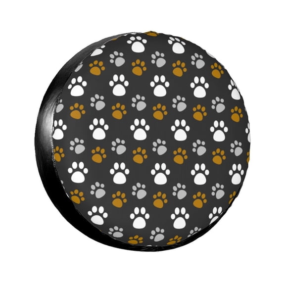 TEQUAN Universal Waterproof Spare Tire Cover, Dustproof Sun Protection Animal Paw Print Graffiti Pattern Wheel Cover, 16 inch