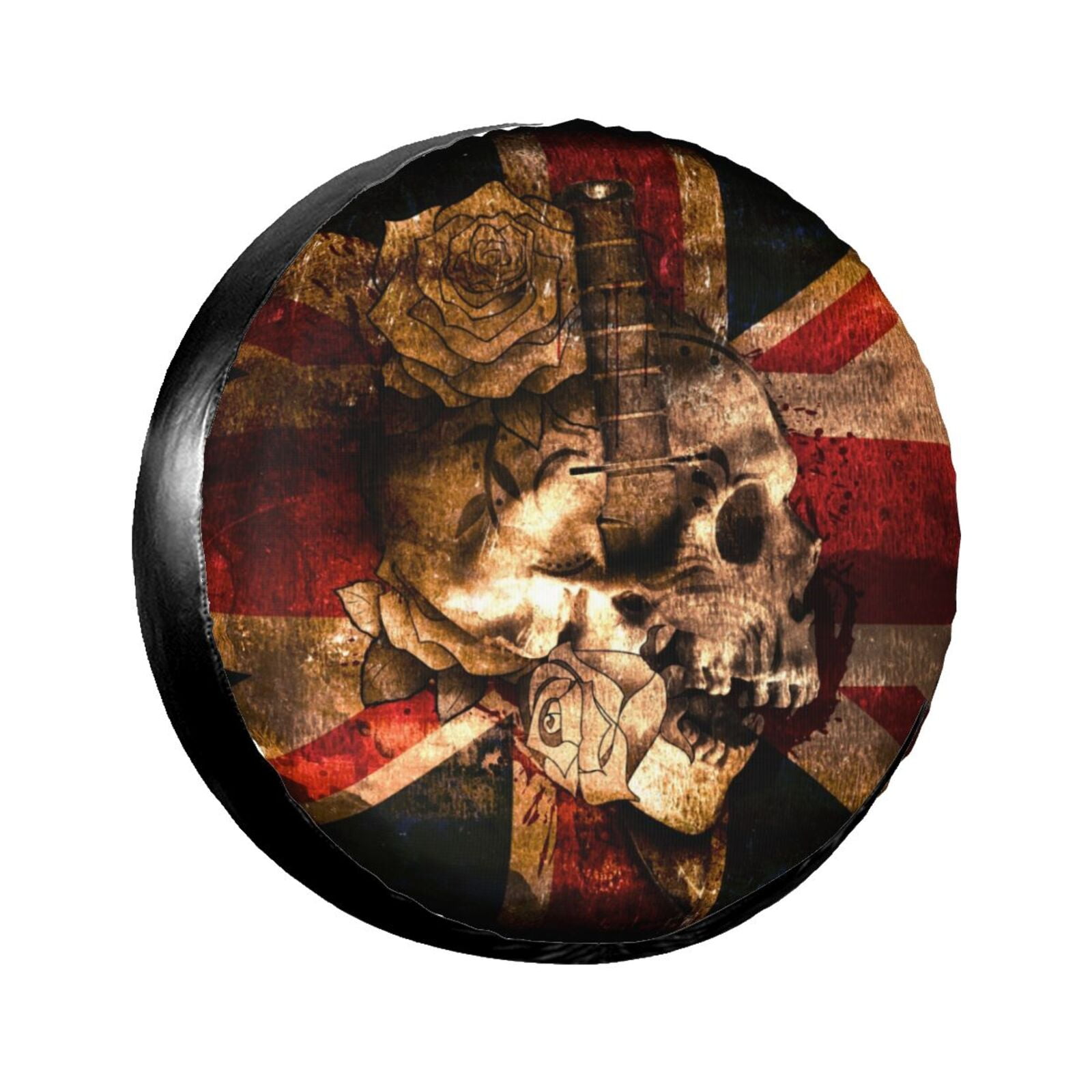 TEQUAN Universal Waterproof Spare Tire Cover, Dustproof Sun Protection Aztec Mexican Style Orange Stripes Pattern Wheel Cover 16 Inch