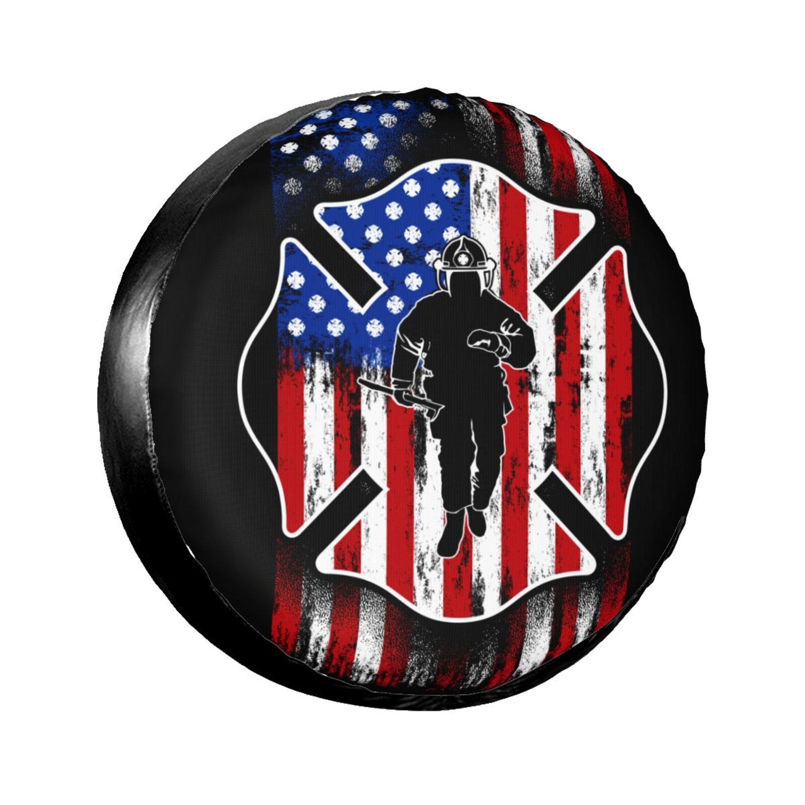 Universal Waterproof Spare Tire Cover With USA Flag Design - Fits 14-17 Inch Tires, RV SUV Truck