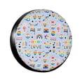 thumbnail image 1 of TEQUAN Universal Waterproof Spare Tire Cover, Dustproof Sun Protection Rainbow Lgbt Pride Doodle Sticker Pattern Wheel Covers, 14 inch, 1 of 7
