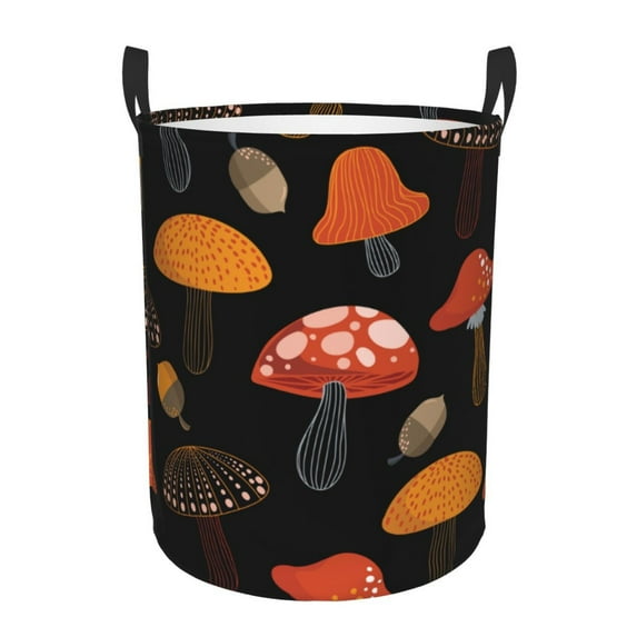 TEQUAN Waterproof Laundry Hampers, Colourful Modern Mushroom Autumn Pattern Clothes Storage Basket with Handle (S)