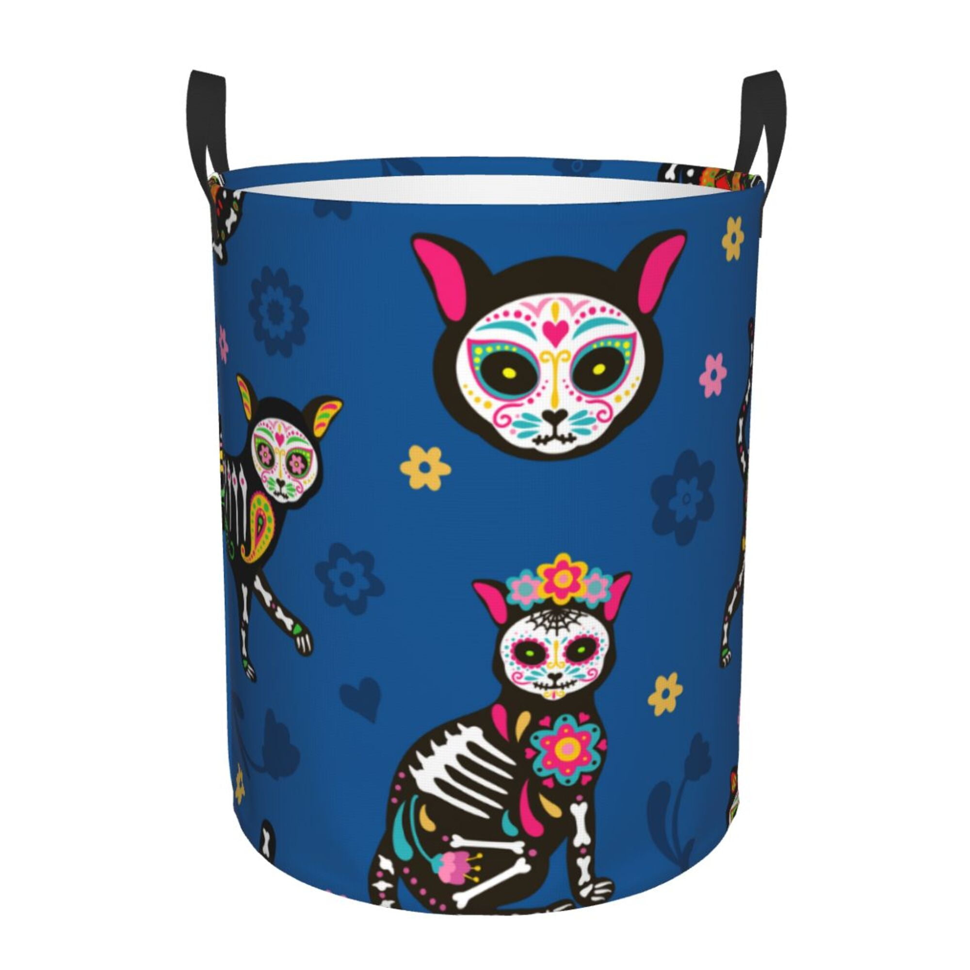 Blue Sugar Skull Print Laundry Basket