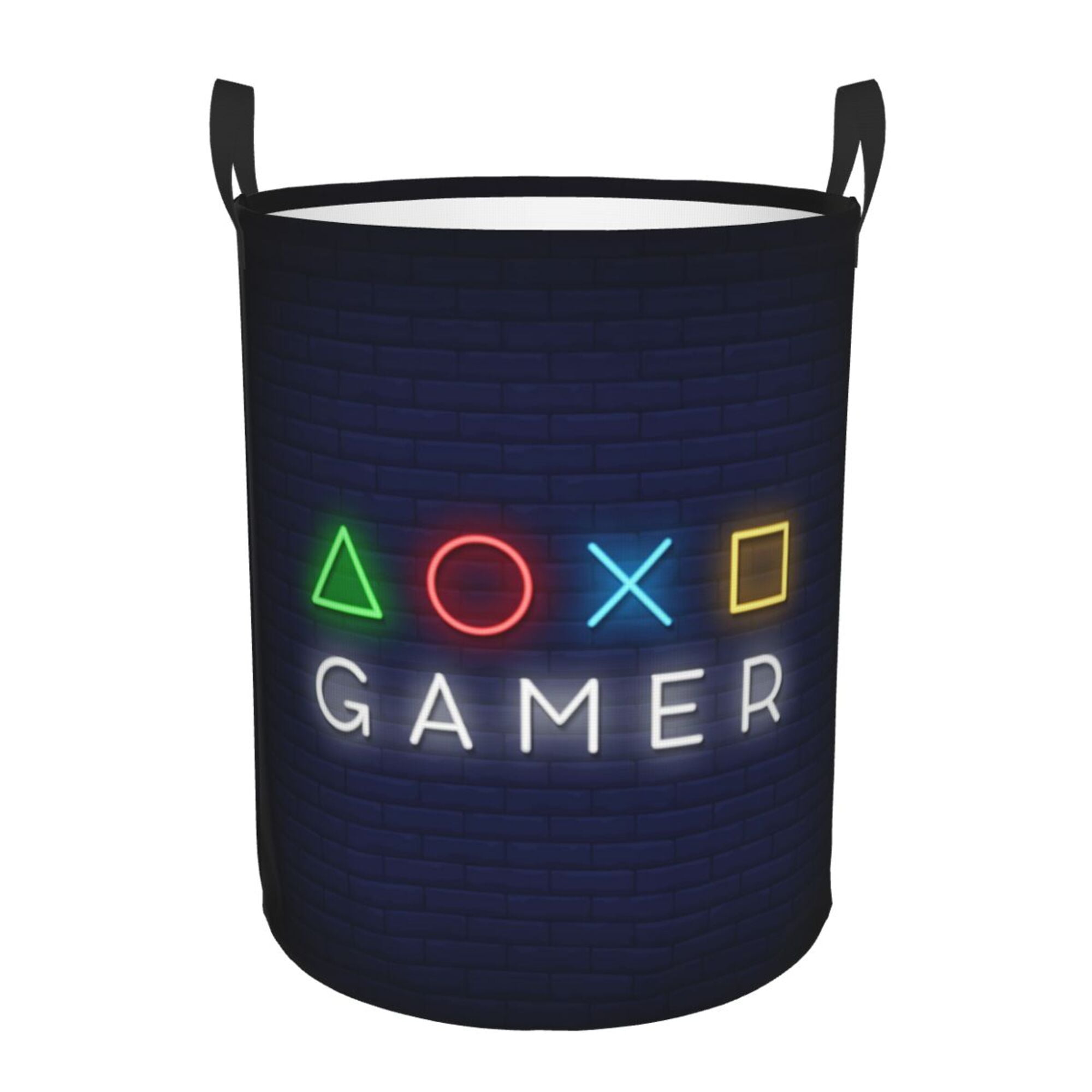 TEQUAN Waterproof Laundry Hampers, Gamer Neon Signs Pattern Clothes