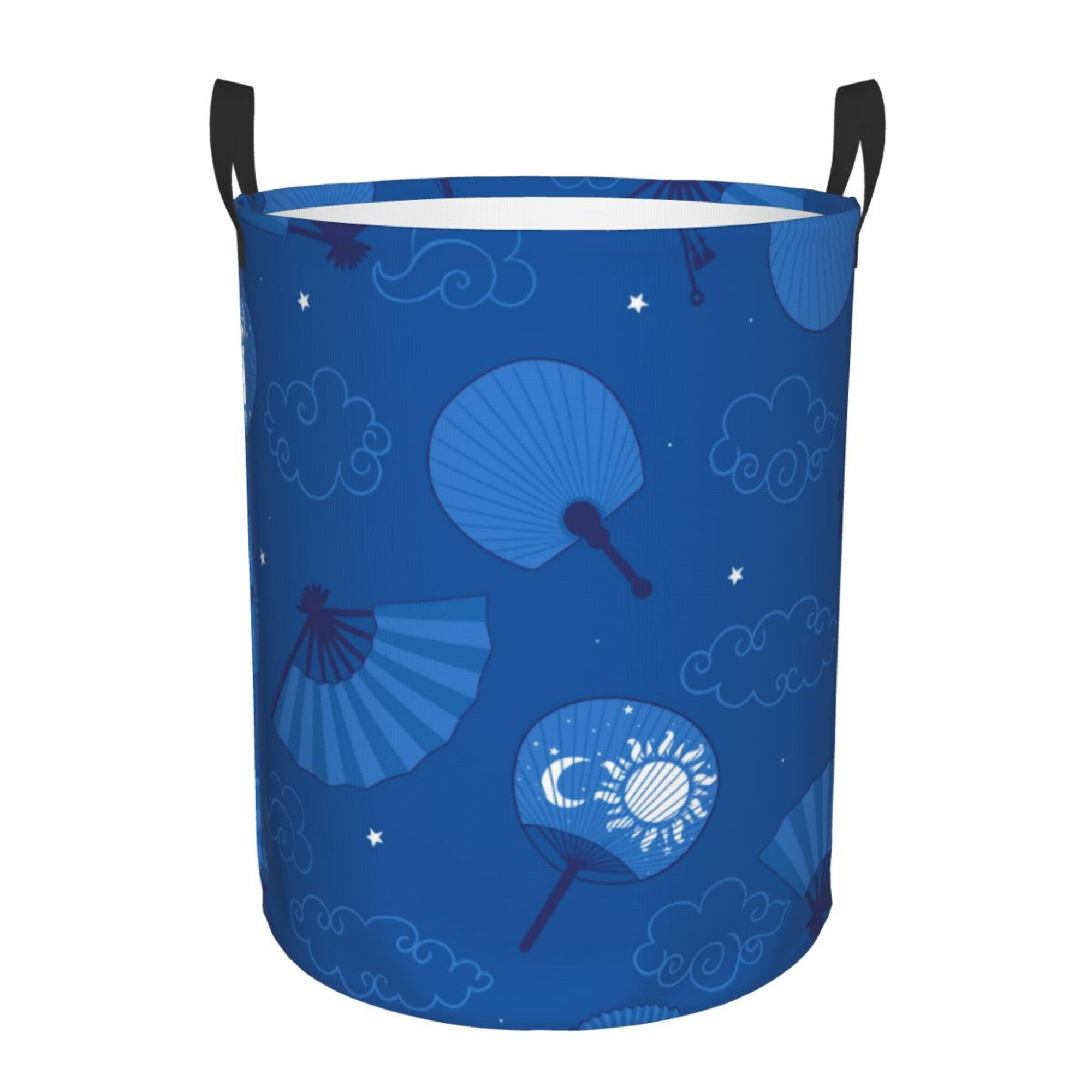 TEQUAN Waterproof Laundry Hampers, Japanese Style Blue Fans Pattern