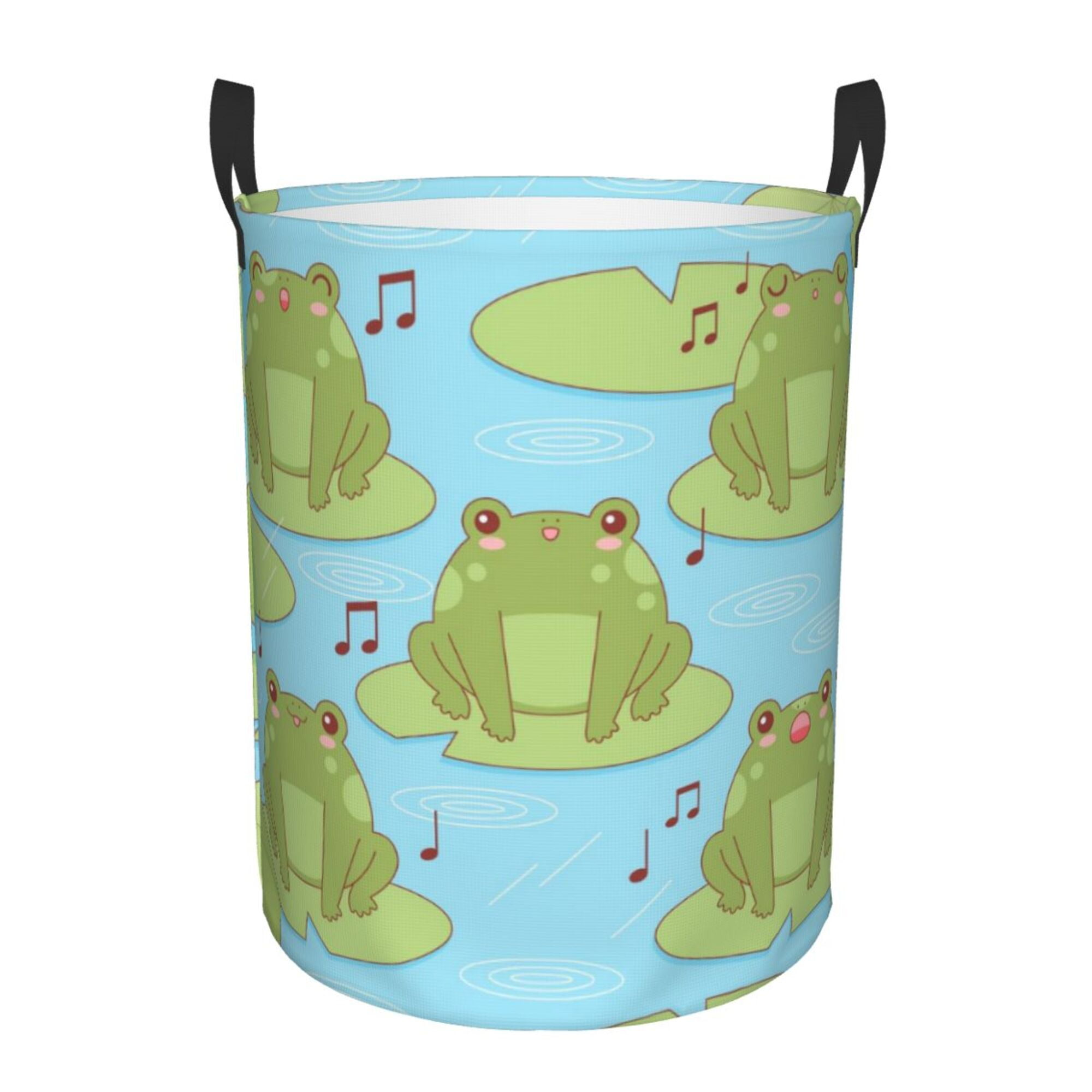 Tequan Waterproof Laundry Hampers, Kawaii Singing Frogs Pattern Clothes 