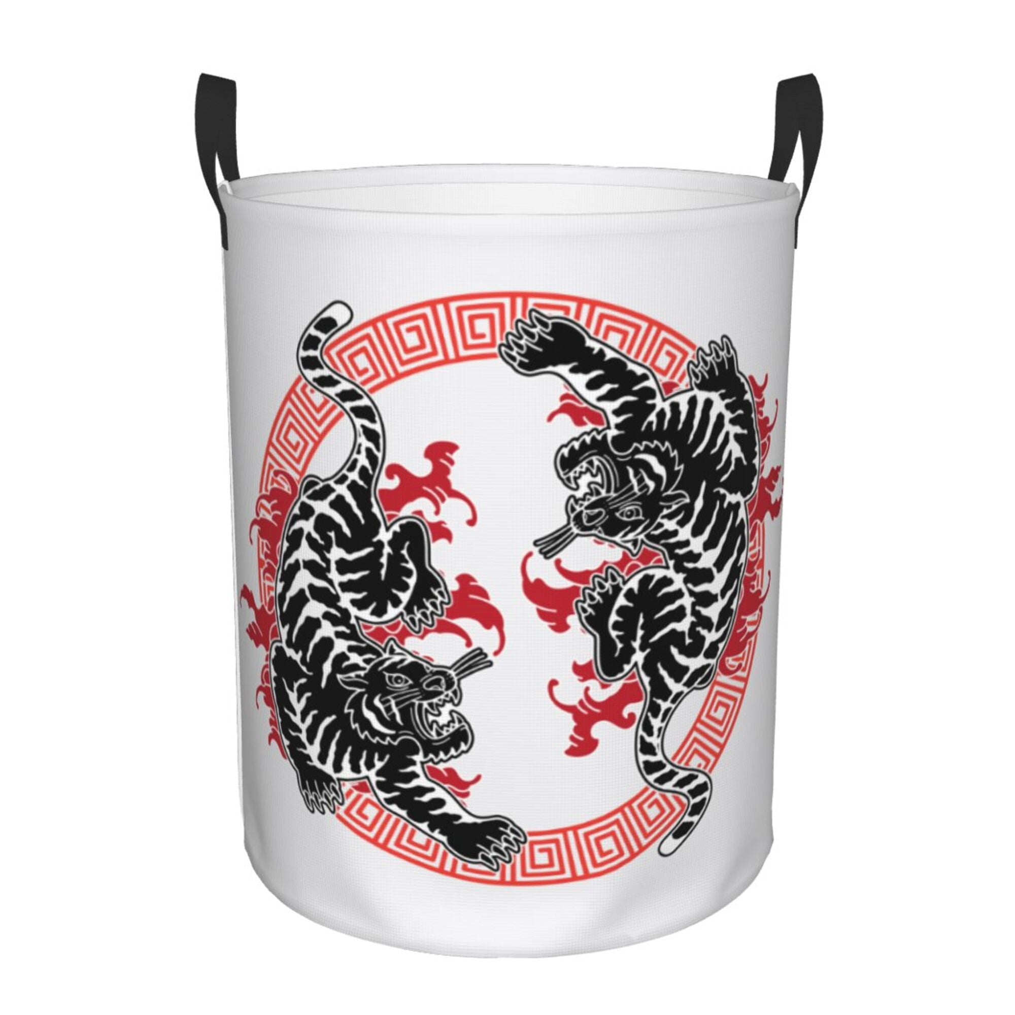 TEQUAN Waterproof Laundry Hampers, Vintage Japanese Mascot Tigers