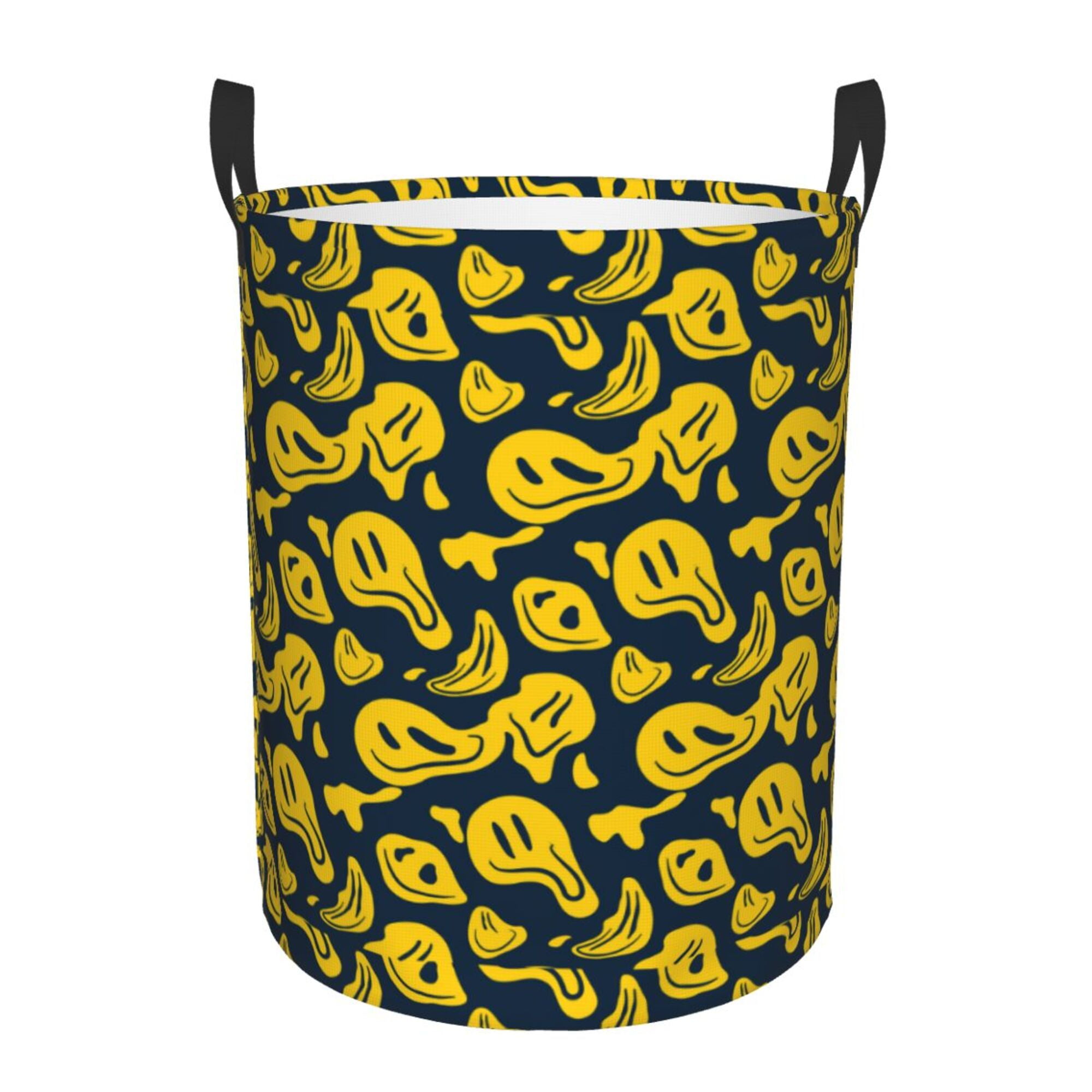 TEQUAN Waterproof Laundry Hampers, Yellow Distorted Creepy Smiles