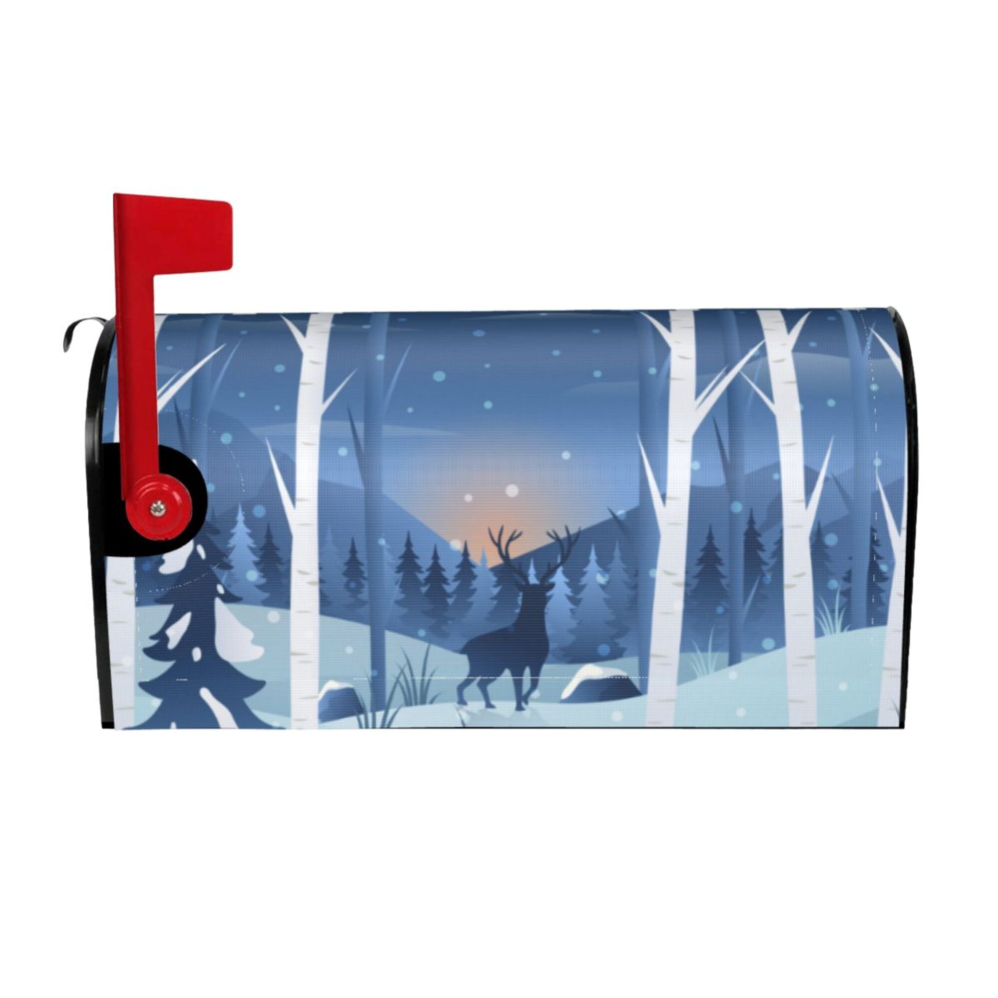 TEQUAN Winter Solstice Deer Mailbox Cover, Mailbox Wraps Large