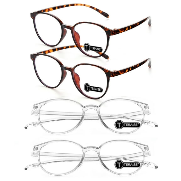 TERAISE Blue Light Reading Glasses for Women - Quality Fashion Resin Readers,1.0x 4 Packs