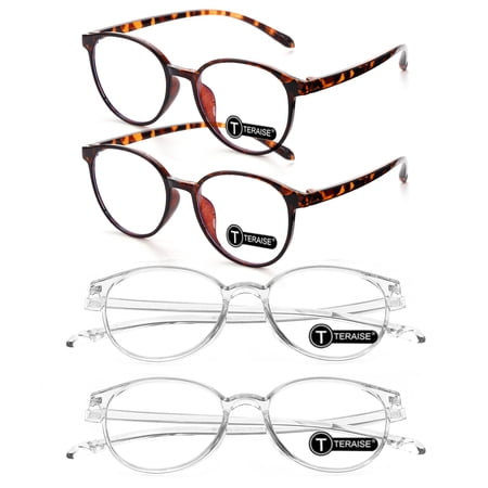 TERAISE Blue Light Reading Glasses for Women - Quality Fashion Resin Readers,3.0x 4 Packs