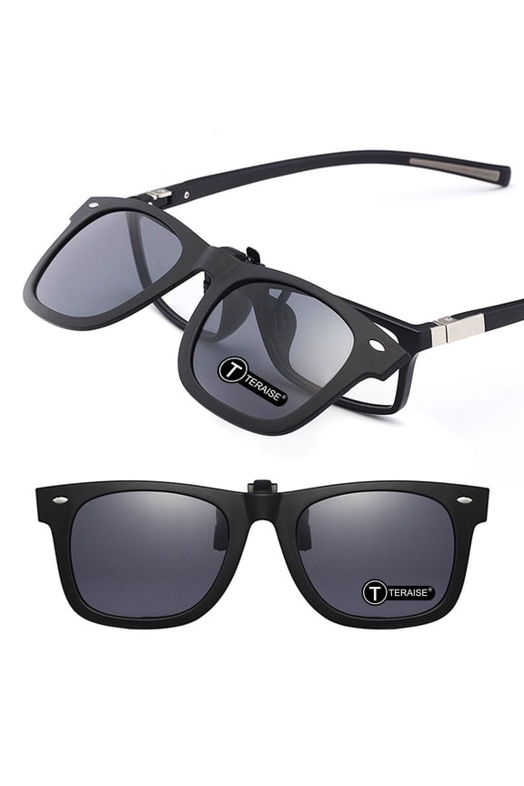 Polarized Flip up Style Clip-on Sunglasses for Driving Unisex Adult