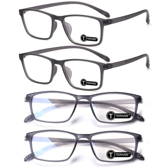 TERAISE Reading Glasses Blue Light Blocking Resin Reader for Men Ultra-Light,1.0x 4Pack