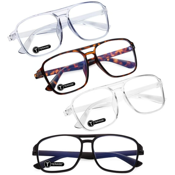 TERAISE Rectangle Fashion Resin Eyeglasses,Blue Light Blocking Reading Glasses Women Men,1.0x 4 Pack