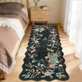 Botanical Patterned Rug TEREDNAT 2'x6' Scalloped Floral Peacock TPE-Backed Area Rug, Washable ...