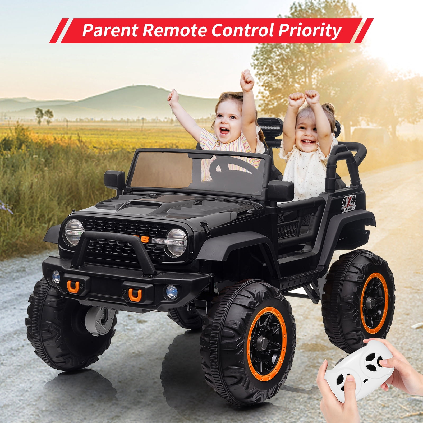 TEREDNAT 24V 2-Seater Kids Ride-On Truck, 4-Wheeler Electric Car with ...